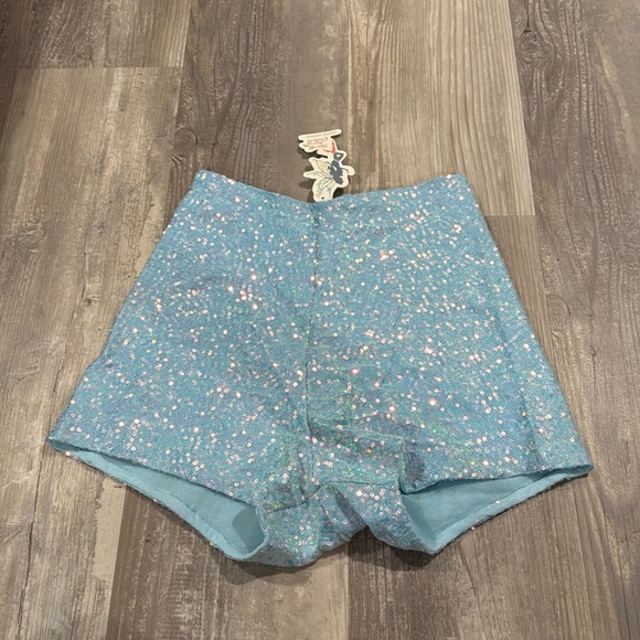 Sparkling Blue High Waist Women's Shorts - Picture 2 of 5